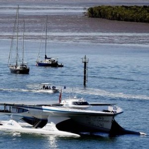 Solar powered ship Turanor Planet Solar stops in Cairns